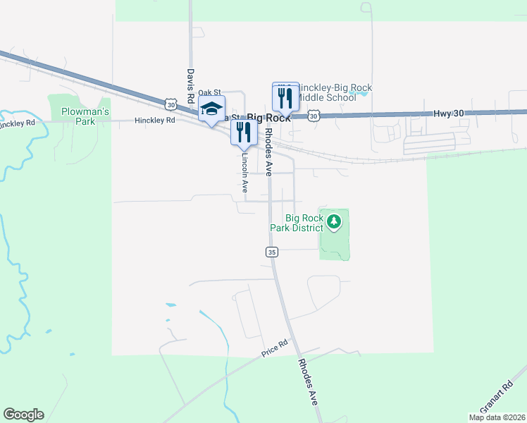 map of restaurants, bars, coffee shops, grocery stores, and more near 100 4th Street in Big Rock