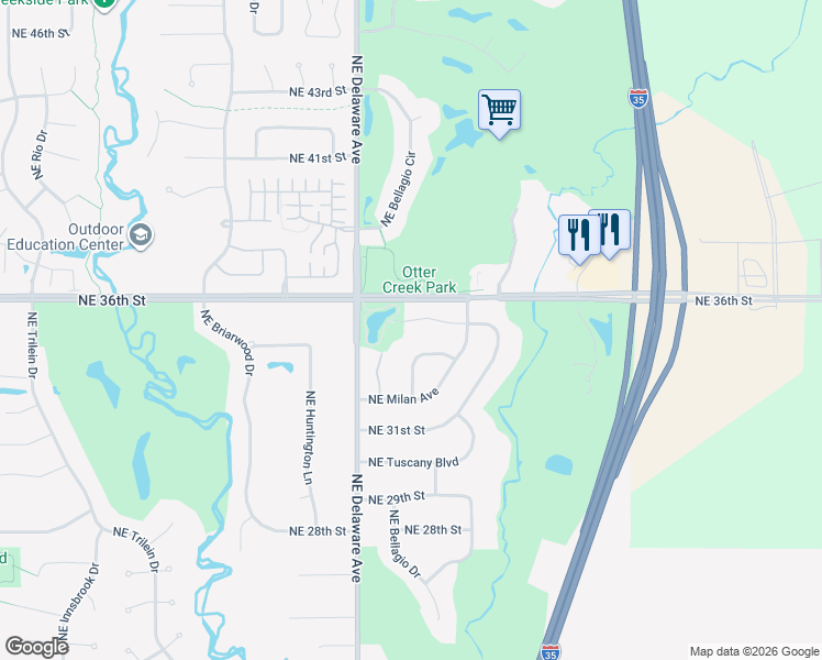 map of restaurants, bars, coffee shops, grocery stores, and more near 3519 Northeast Renaissance Drive in Ankeny