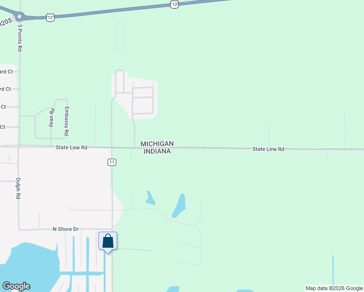 map of restaurants, bars, coffee shops, grocery stores, and more near 19020 State Line Road in Edwardsburg