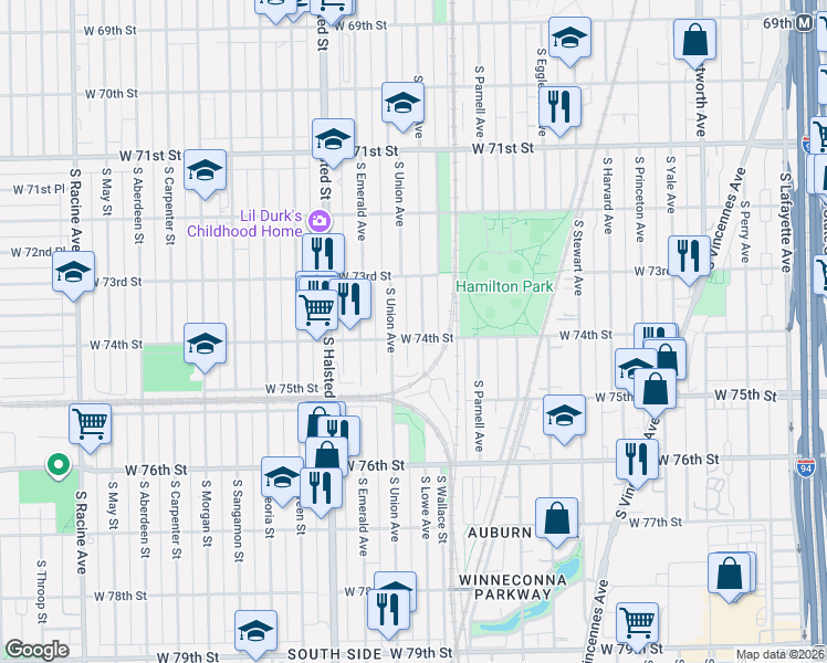 map of restaurants, bars, coffee shops, grocery stores, and more near in Chicago
