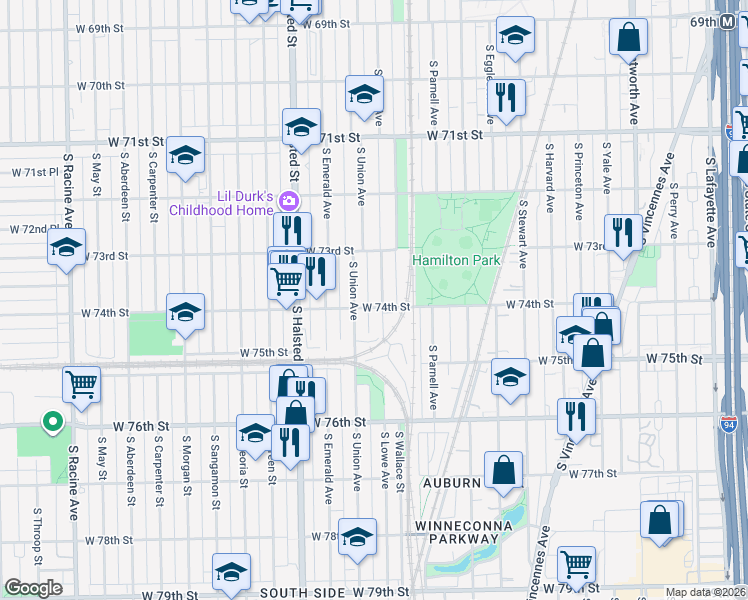 map of restaurants, bars, coffee shops, grocery stores, and more near in Chicago
