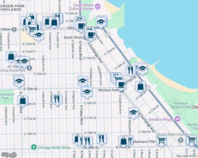 map of restaurants, bars, coffee shops, grocery stores, and more near in Chicago