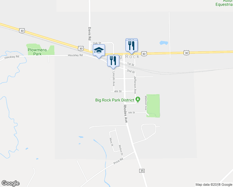 map of restaurants, bars, coffee shops, grocery stores, and more near 100 4th Street in Big Rock