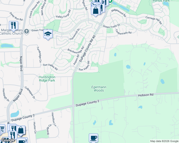map of restaurants, bars, coffee shops, grocery stores, and more near 2585 Alta Court in Lisle