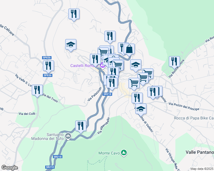 map of restaurants, bars, coffee shops, grocery stores, and more near 14 SR218 in Rocca di Papa