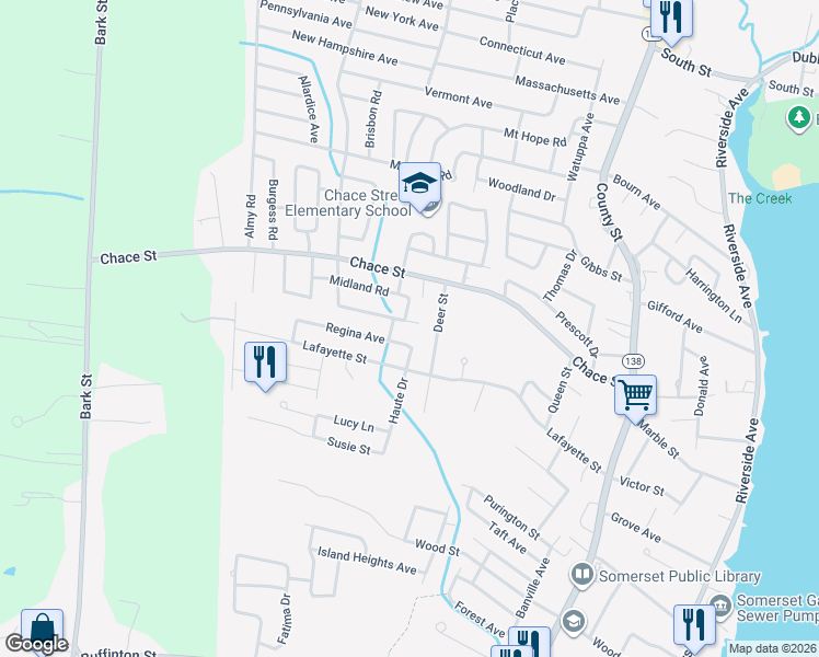 map of restaurants, bars, coffee shops, grocery stores, and more near 11 Brookside Road in Somerset