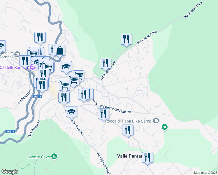 map of restaurants, bars, coffee shops, grocery stores, and more near 6 Via XIV Febbraio in Rocca di Papa
