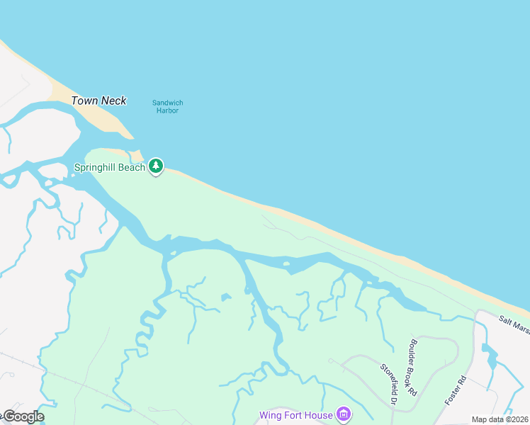 map of restaurants, bars, coffee shops, grocery stores, and more near 114 Salt Marsh Road in Sandwich