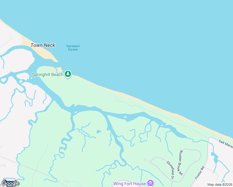 map of restaurants, bars, coffee shops, grocery stores, and more near 114 Salt Marsh Road in Sandwich