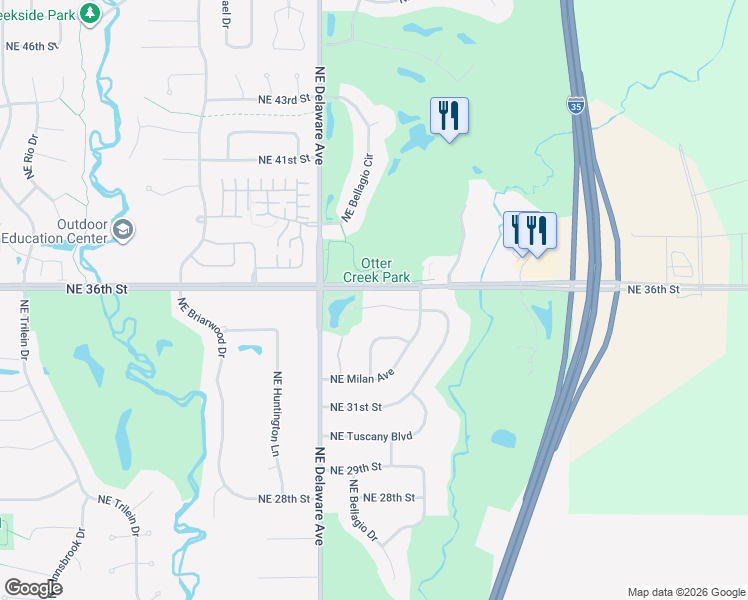 map of restaurants, bars, coffee shops, grocery stores, and more near 3519 Northeast Renaissance Drive in Ankeny