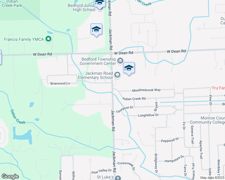map of restaurants, bars, coffee shops, grocery stores, and more near 8008 Jackman Road in Temperance