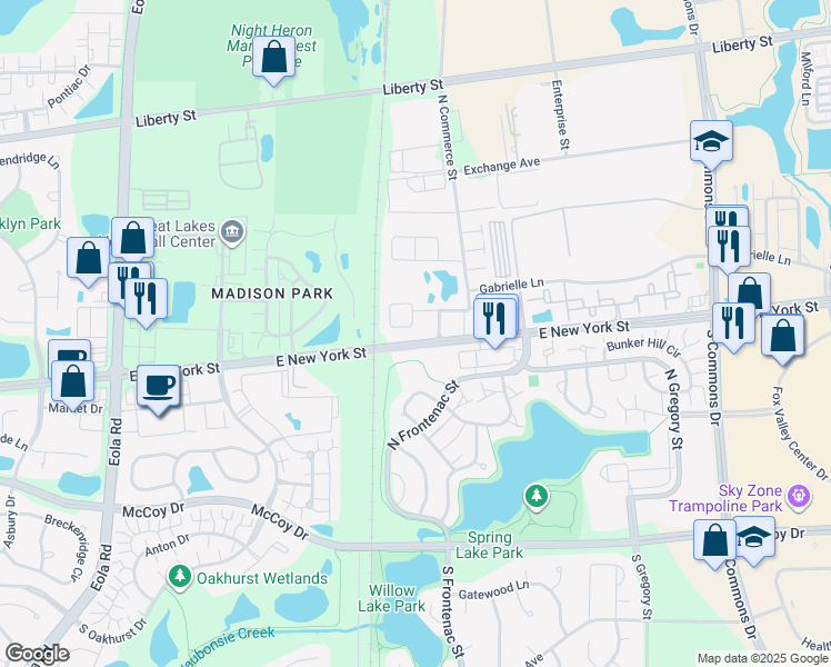 map of restaurants, bars, coffee shops, grocery stores, and more near 3401 Kentshire Circle in Aurora