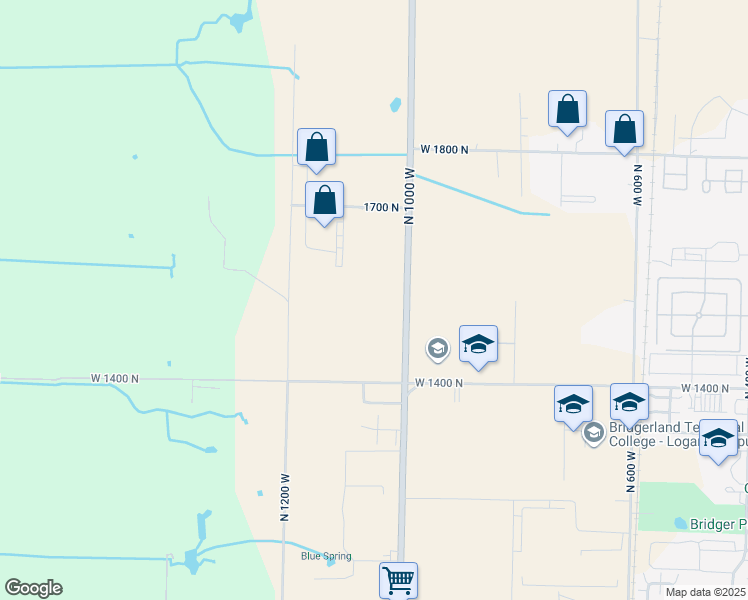 map of restaurants, bars, coffee shops, grocery stores, and more near 1530 North 1000 West in Logan