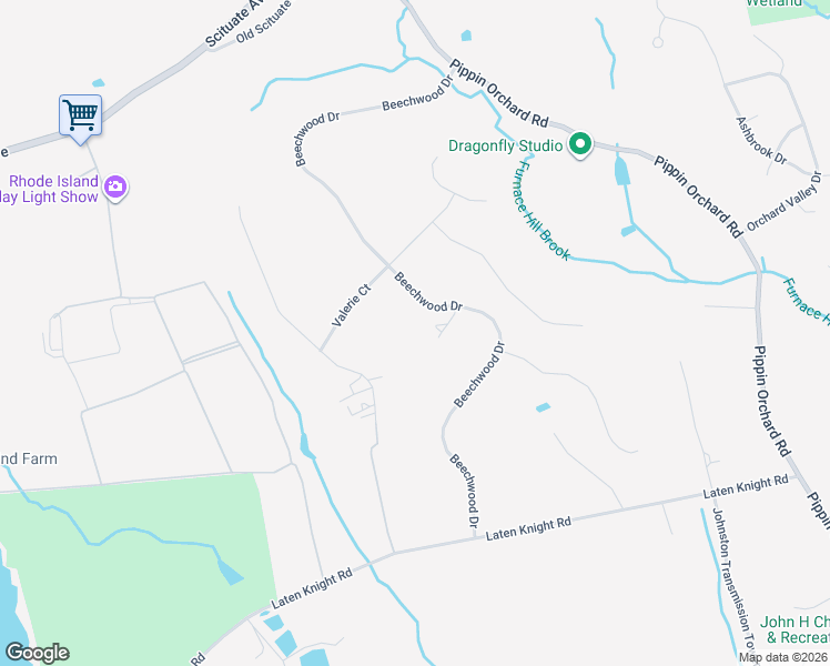 map of restaurants, bars, coffee shops, grocery stores, and more near 159 Beechwood Drive in Cranston