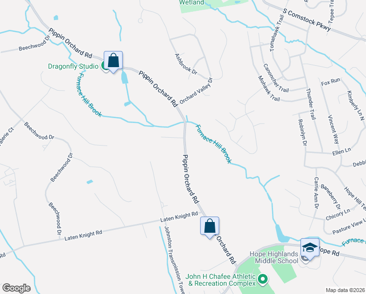 map of restaurants, bars, coffee shops, grocery stores, and more near 1490 Pippin Orchard Road in Cranston