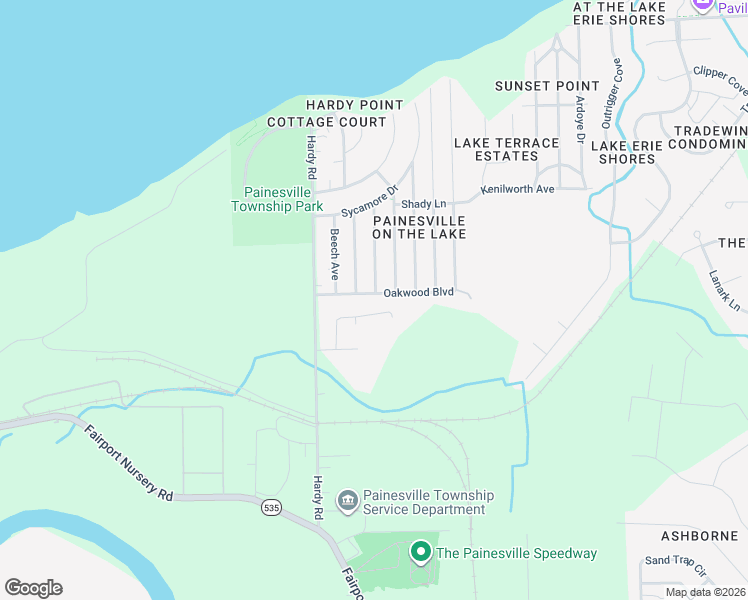 map of restaurants, bars, coffee shops, grocery stores, and more near 842 Arden Avenue in Painesville