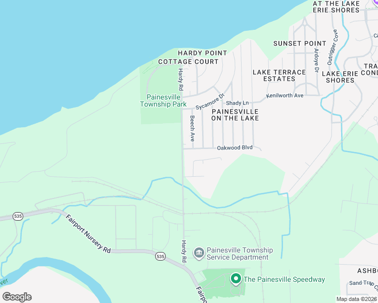 map of restaurants, bars, coffee shops, grocery stores, and more near 852 Hardy Road in Painesville
