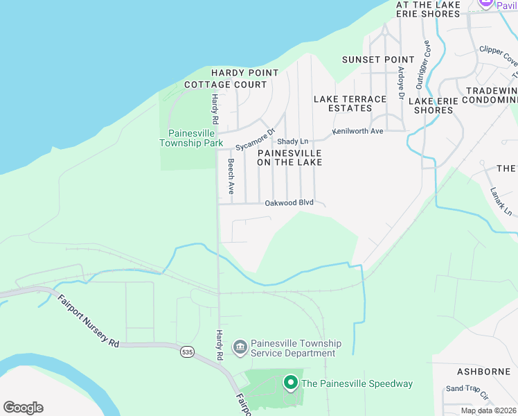 map of restaurants, bars, coffee shops, grocery stores, and more near 842 Arden Avenue in Painesville
