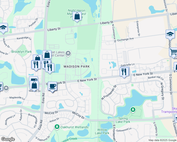 map of restaurants, bars, coffee shops, grocery stores, and more near 477 Metropolitan Street in Aurora