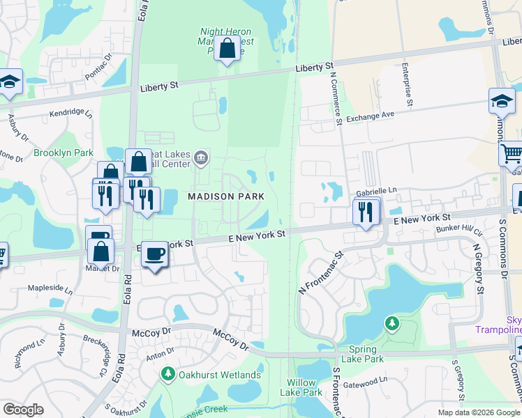 map of restaurants, bars, coffee shops, grocery stores, and more near 477 Metropolitan Street in Aurora