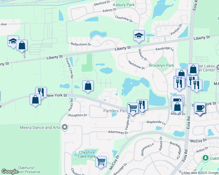 map of restaurants, bars, coffee shops, grocery stores, and more near 438 Jamestown Court in Aurora