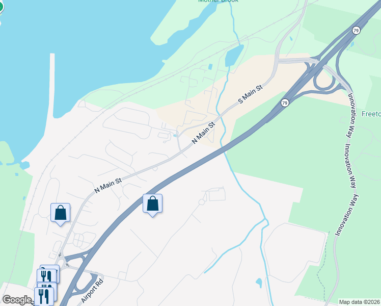 map of restaurants, bars, coffee shops, grocery stores, and more near 5225 South Main Street in Fall River