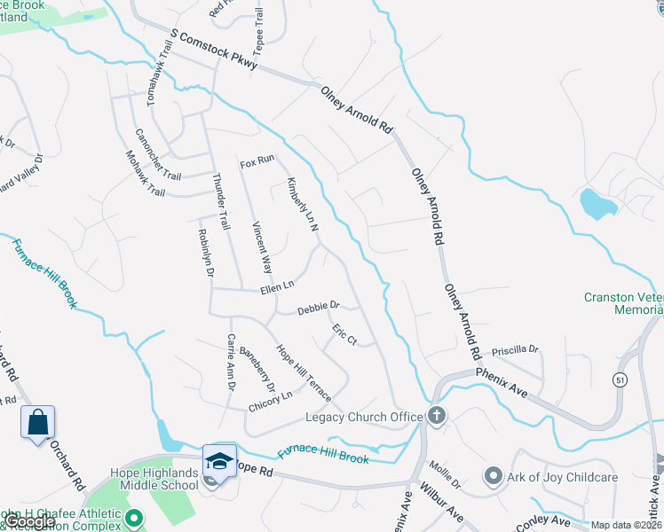 map of restaurants, bars, coffee shops, grocery stores, and more near 193 Kimberly Lane in Cranston