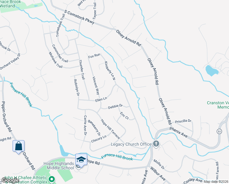 map of restaurants, bars, coffee shops, grocery stores, and more near 20 Ellen Lane in Cranston