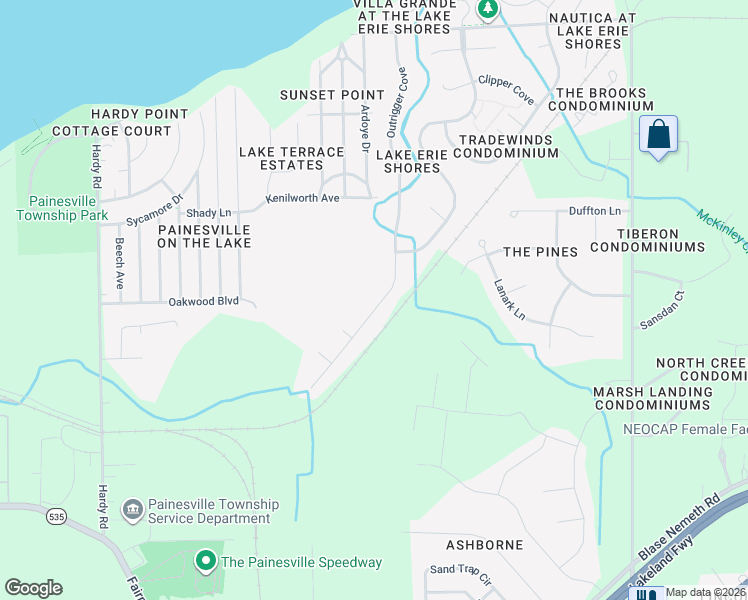 map of restaurants, bars, coffee shops, grocery stores, and more near 790 Outrigger Cove in Painesville