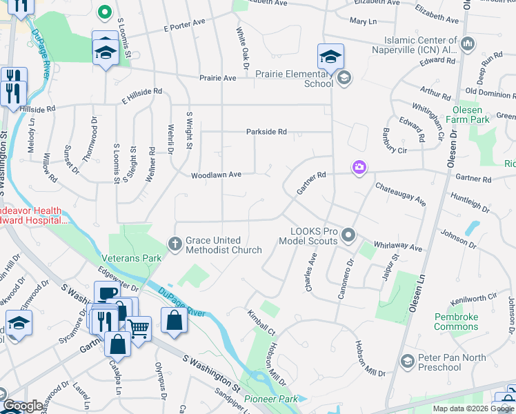 map of restaurants, bars, coffee shops, grocery stores, and more near 848 Proud Clarion Court in Naperville