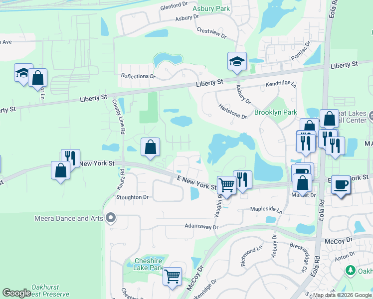 map of restaurants, bars, coffee shops, grocery stores, and more near 438 Jamestown Court in Aurora