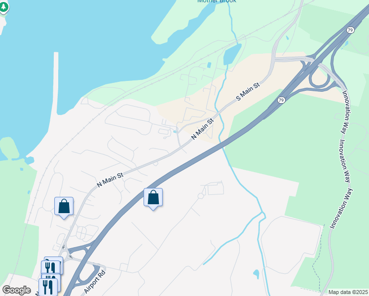 map of restaurants, bars, coffee shops, grocery stores, and more near 5225 South Main Street in Fall River