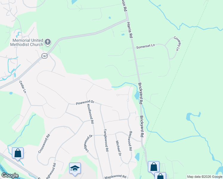 map of restaurants, bars, coffee shops, grocery stores, and more near 83 Northwoods Road in Farmington