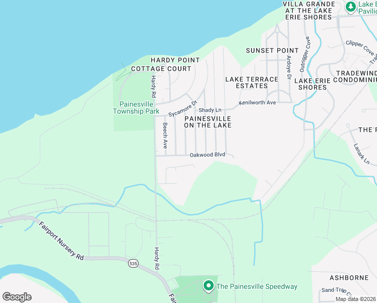 map of restaurants, bars, coffee shops, grocery stores, and more near 842 Arden Ave in Painesville