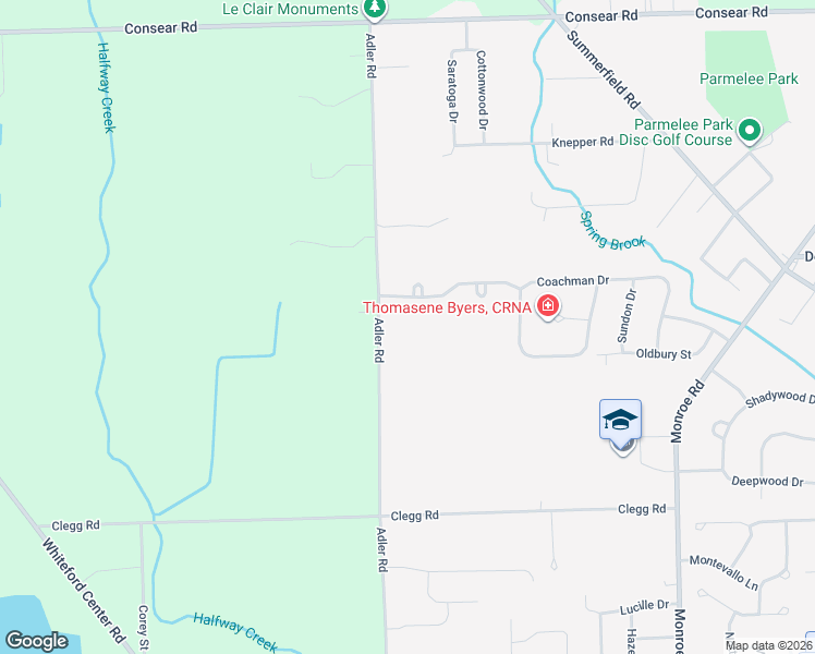 map of restaurants, bars, coffee shops, grocery stores, and more near 8142 Adler Road in Lambertville