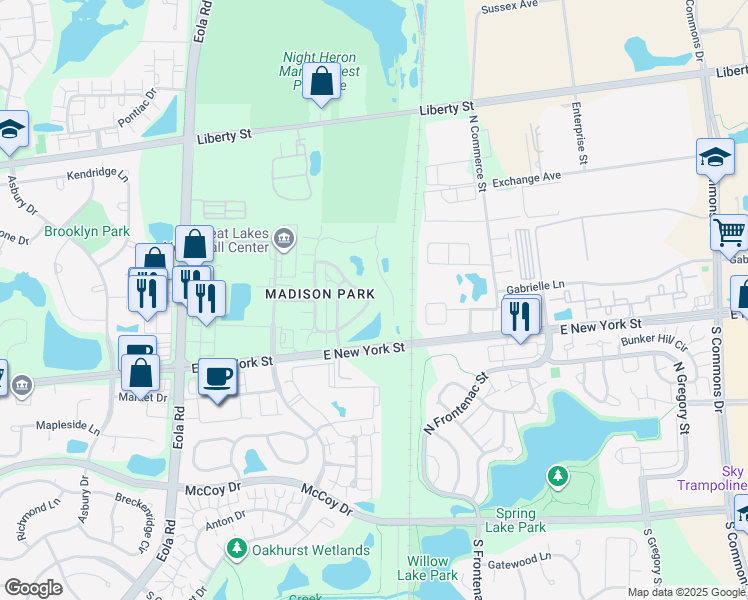 map of restaurants, bars, coffee shops, grocery stores, and more near 477 Metropolitan Street in Aurora