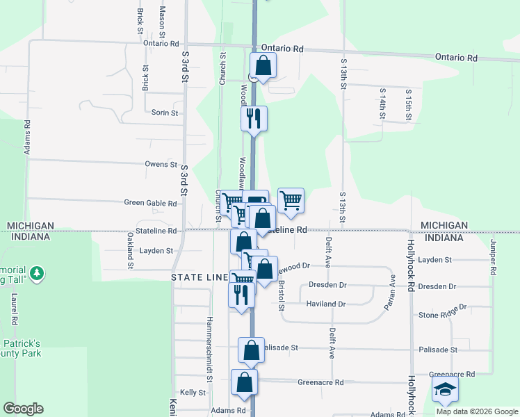 map of restaurants, bars, coffee shops, grocery stores, and more near 3145 South 11th Street in Niles