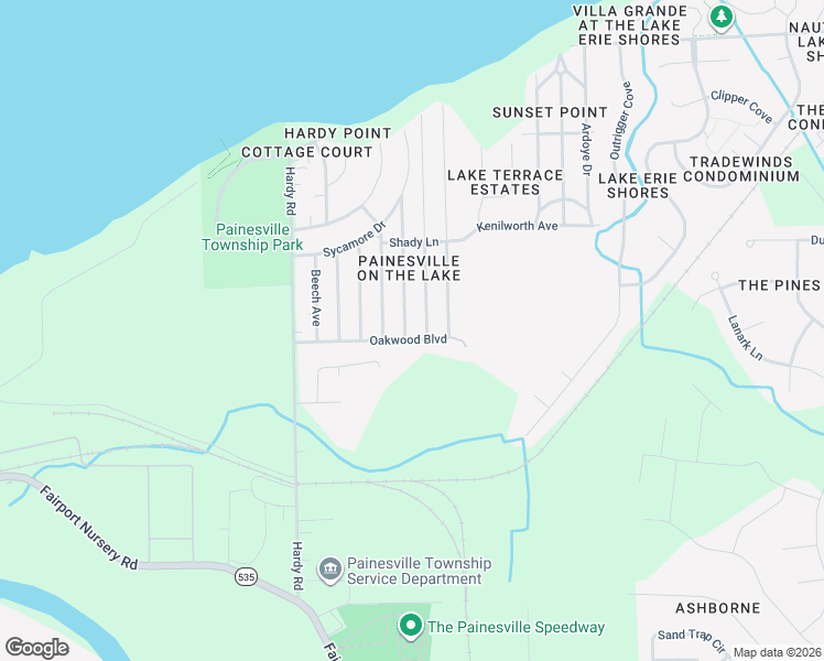map of restaurants, bars, coffee shops, grocery stores, and more near 844 Fremont Avenue in Painesville