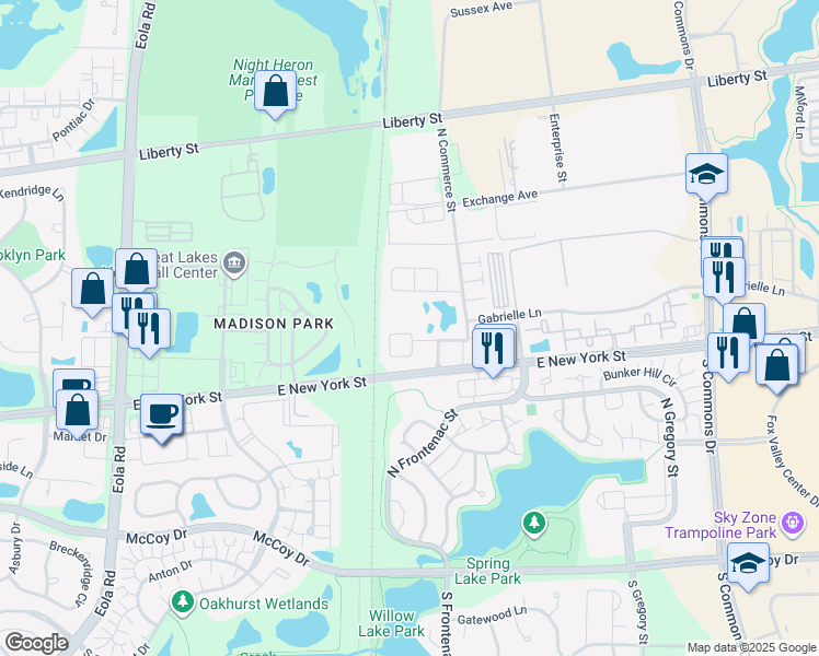 map of restaurants, bars, coffee shops, grocery stores, and more near 3335 Kentshire Circle in Aurora