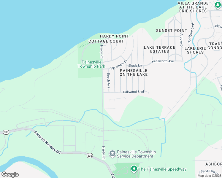 map of restaurants, bars, coffee shops, grocery stores, and more near 850 Beech Avenue in Painesville