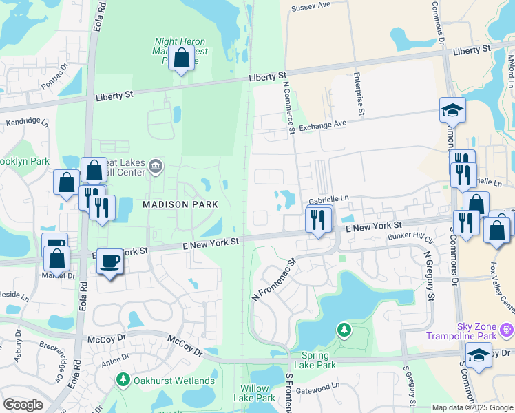 map of restaurants, bars, coffee shops, grocery stores, and more near 3335 Kentshire Circle in Aurora