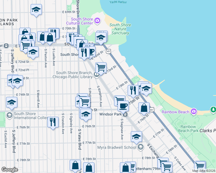 map of restaurants, bars, coffee shops, grocery stores, and more near in Chicago