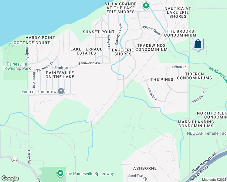 map of restaurants, bars, coffee shops, grocery stores, and more near 790 Outrigger Cove in Painesville