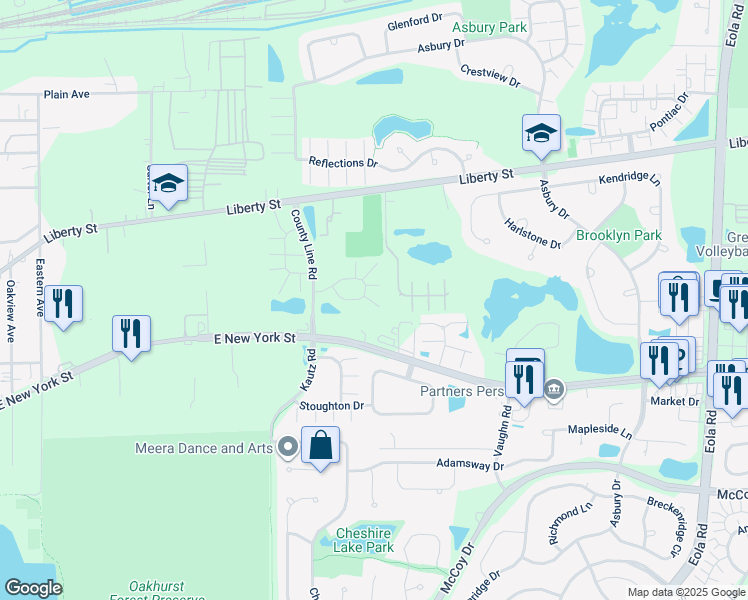 map of restaurants, bars, coffee shops, grocery stores, and more near 2329 Hudson Circle in Aurora