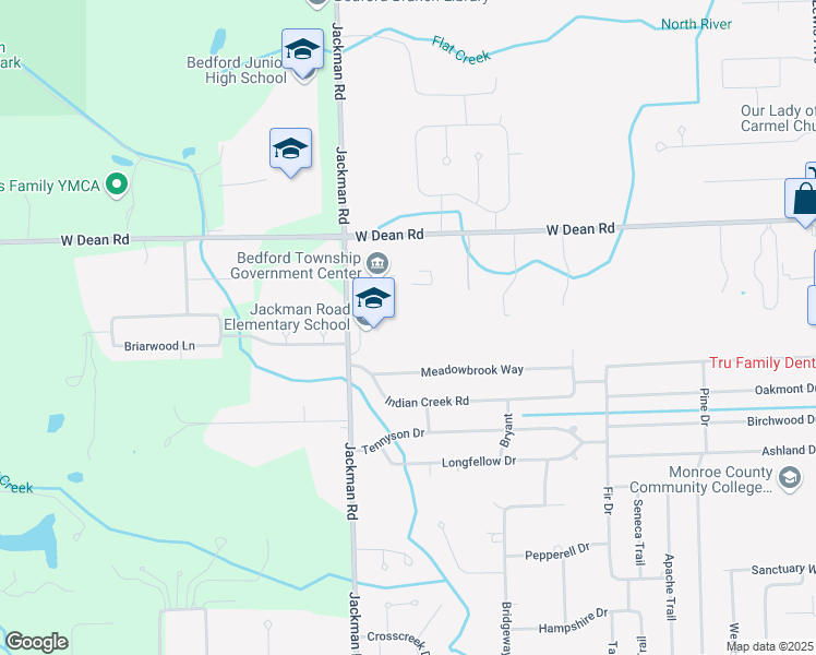 map of restaurants, bars, coffee shops, grocery stores, and more near 8008 Jackman Road in Temperance