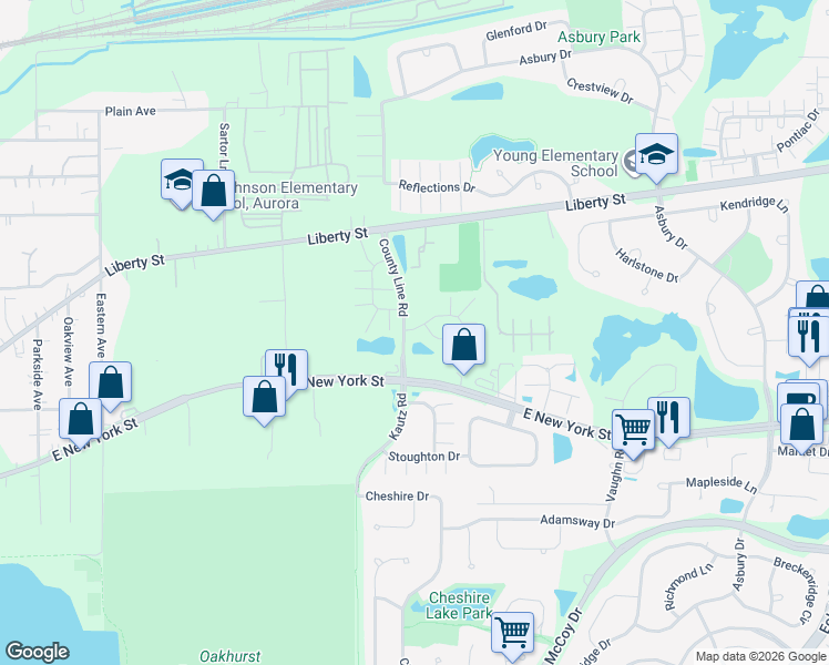 map of restaurants, bars, coffee shops, grocery stores, and more near 2249 Hudson Circle in Aurora