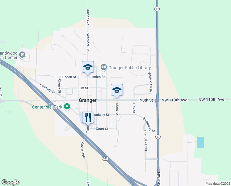 map of restaurants, bars, coffee shops, grocery stores, and more near 2200 State Street in Granger
