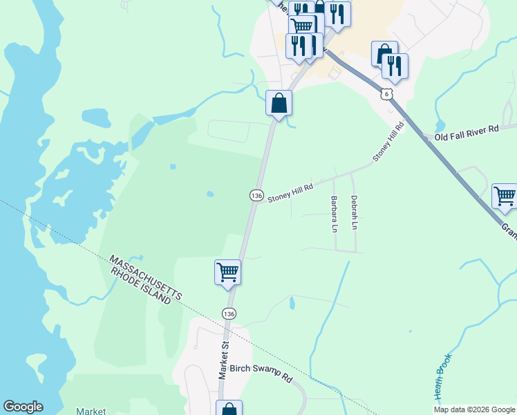 map of restaurants, bars, coffee shops, grocery stores, and more near 282 Market Street in Swansea