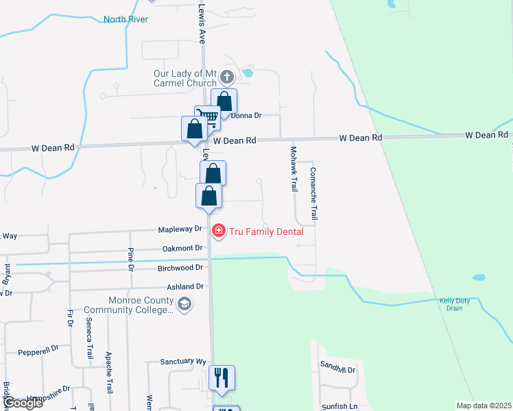 map of restaurants, bars, coffee shops, grocery stores, and more near 931 Soda Park Drive in Temperance