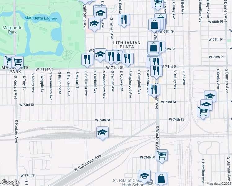 map of restaurants, bars, coffee shops, grocery stores, and more near in Chicago